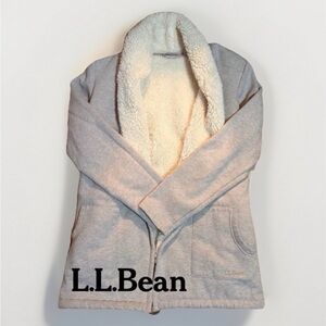L.L.Bean 1912 Sherpa-Lined Cardigan Jacket – Oatmeal Heather – Small/Medium